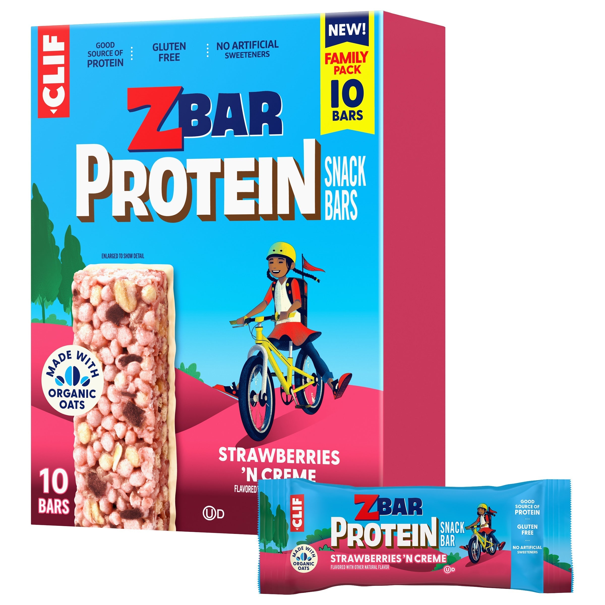 Protein Strawberries 'N Creme Crispy Snack Bars, Gluten Free Protein Bars W3