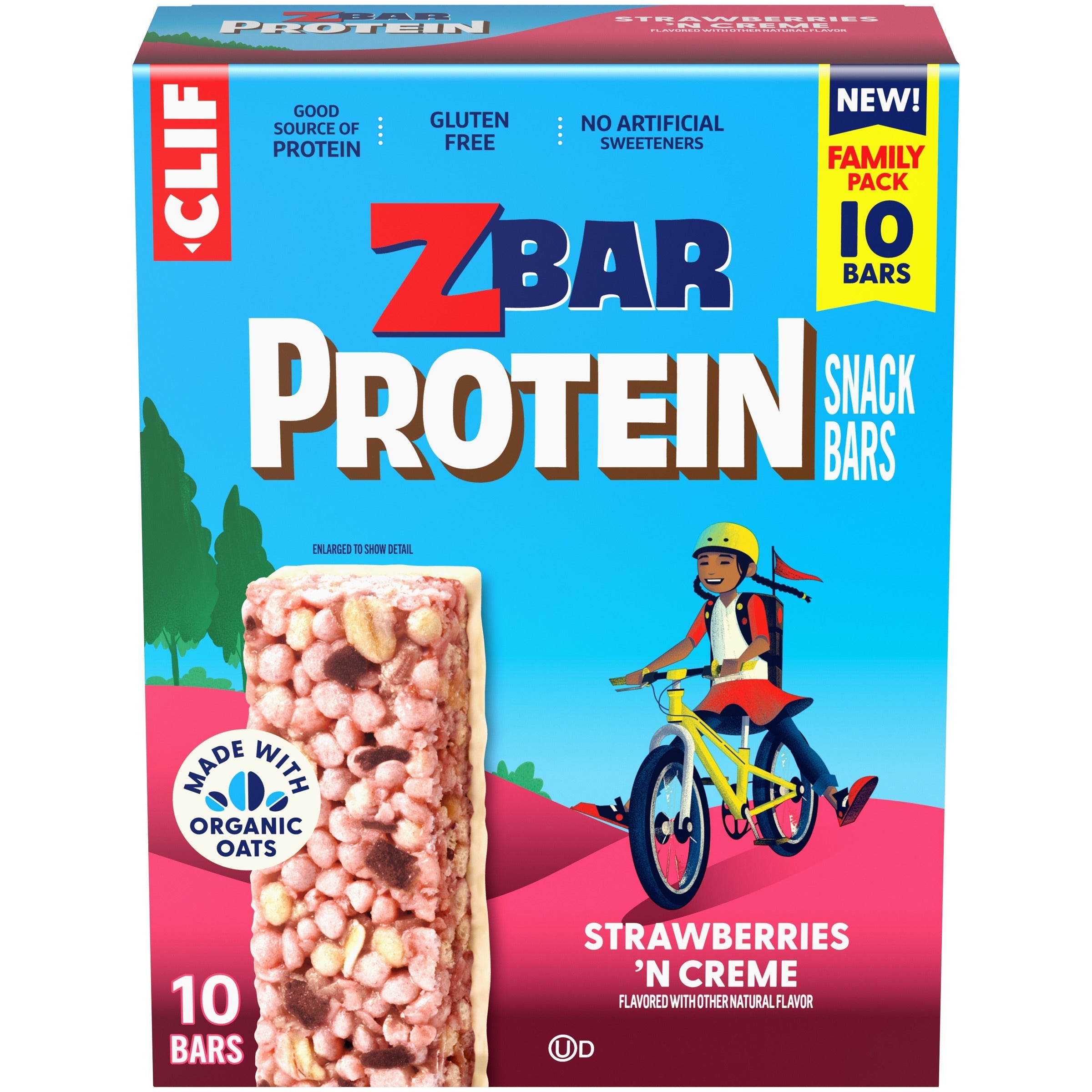 Protein Strawberries 'N Creme Crispy Snack Bars, Gluten Free Protein Bars W3