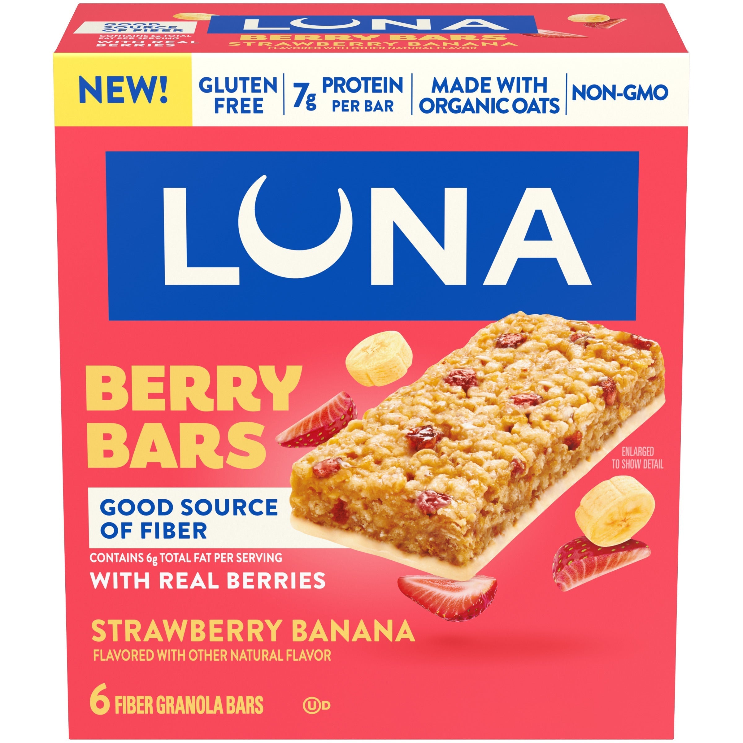 Berry Bars Strawberry Banana Flavor Gluten Free Snack Bars, Non-GMO Protein Bars Z9