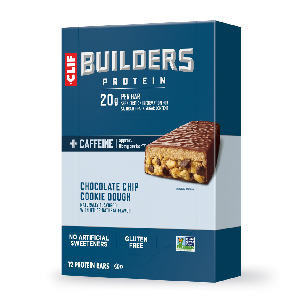 CLIF + Caffeine Chocolate Chip Cookie Dough Flavor Plant Based Protein Bars B5