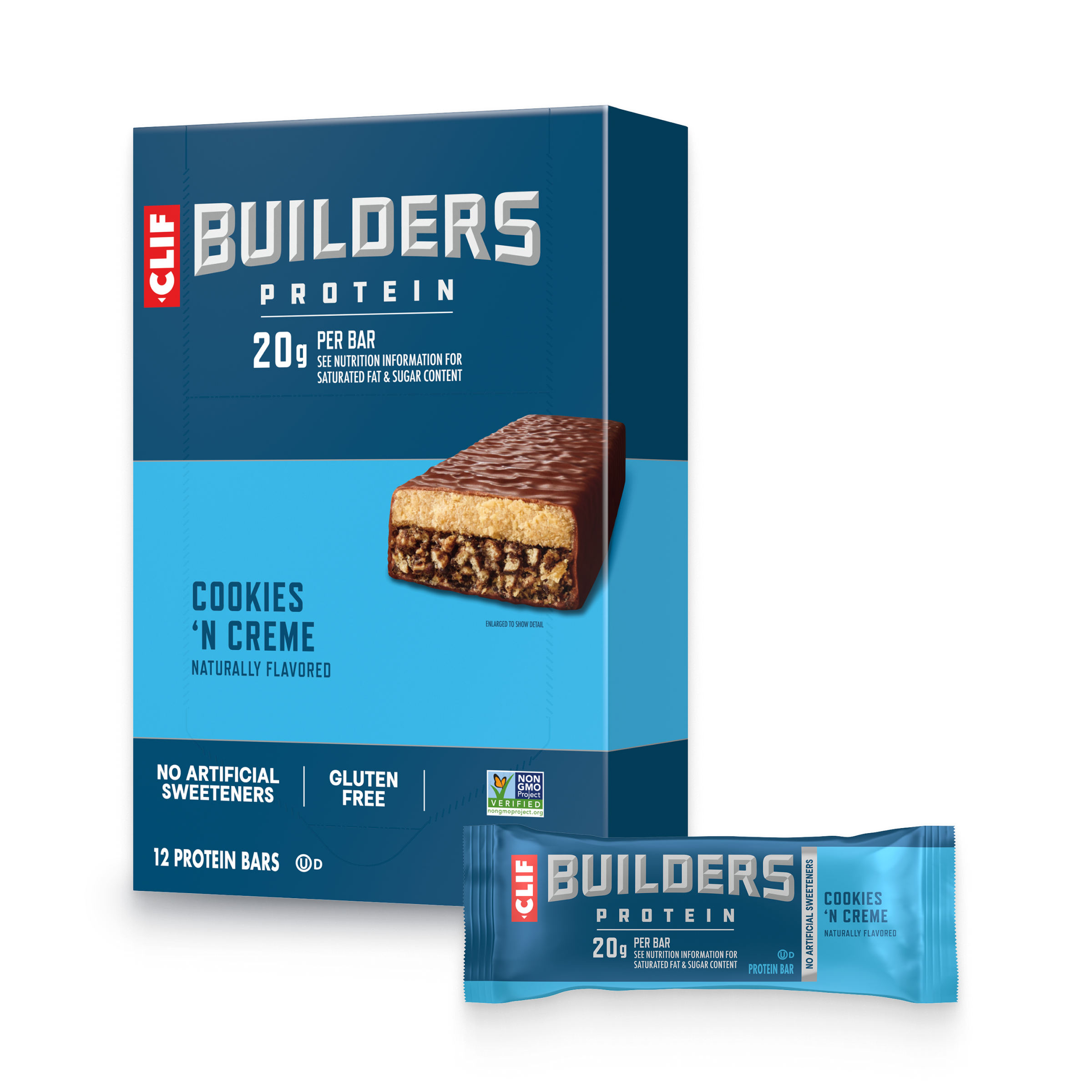 CLIF Cookies 'N Creme Flavor Plant Based Protein Bars A0