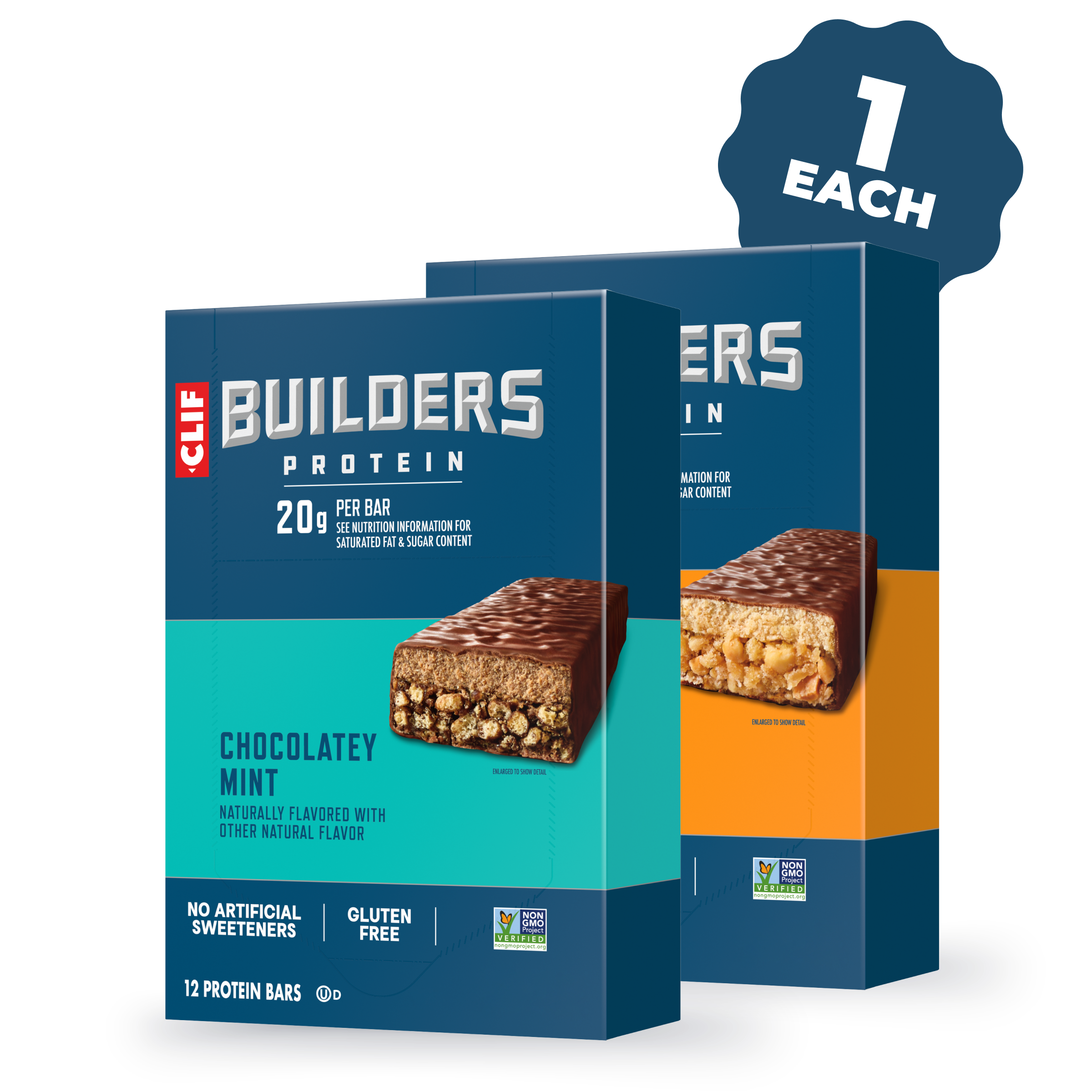 CLIF Chocolatey Mint and Chocolatey Peanut Butter Plant Based Protein Bars Variety Pack, 24 Bars B7