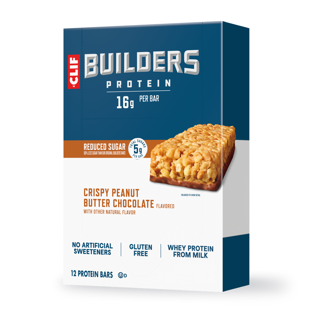 CLIF Crispy Peanut Butter Chocolate Flavored Protein Bar, Reduced Sugar E1