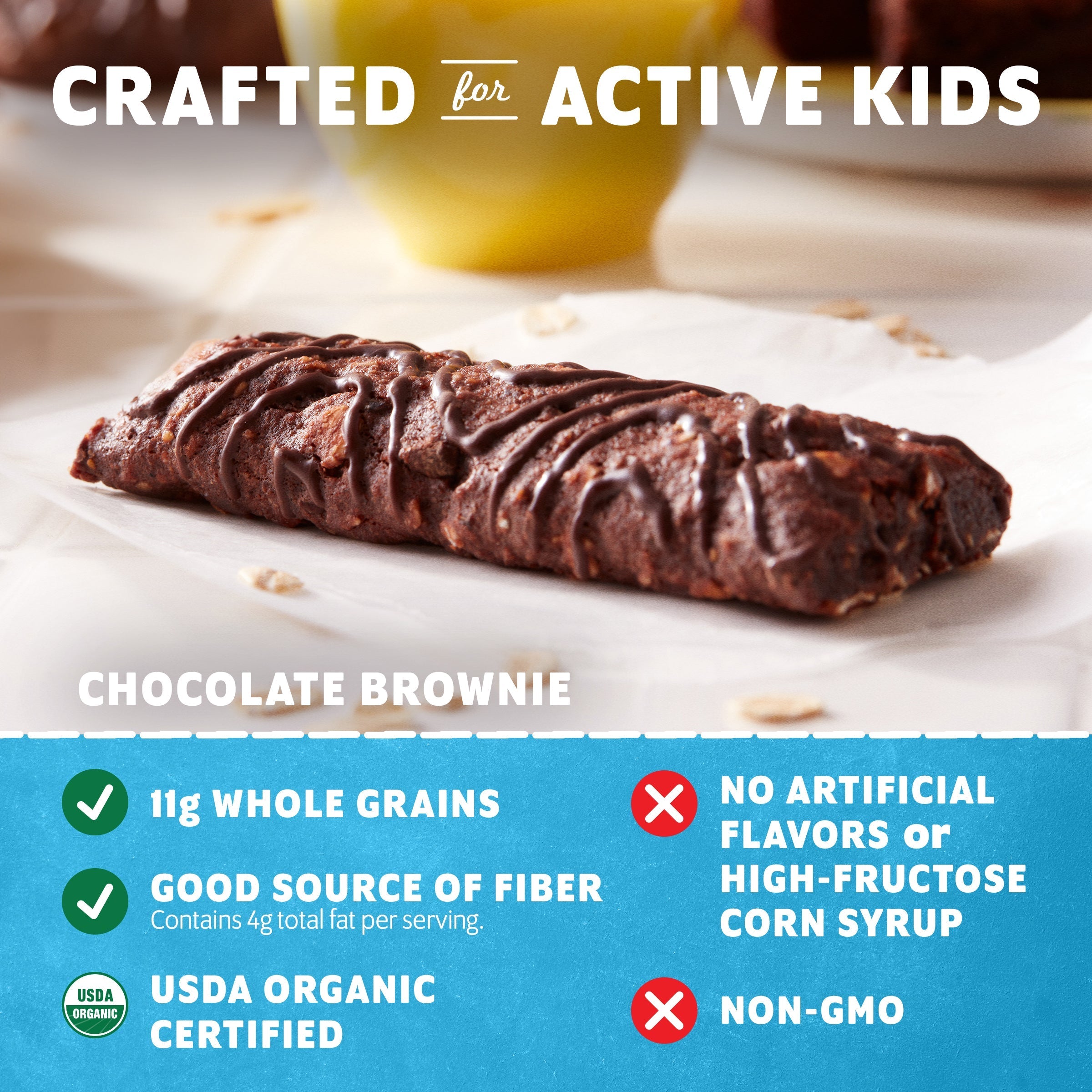 Chocolate Brownie Soft-Baked Energy Snack Bars, Organic Granola Bars G7