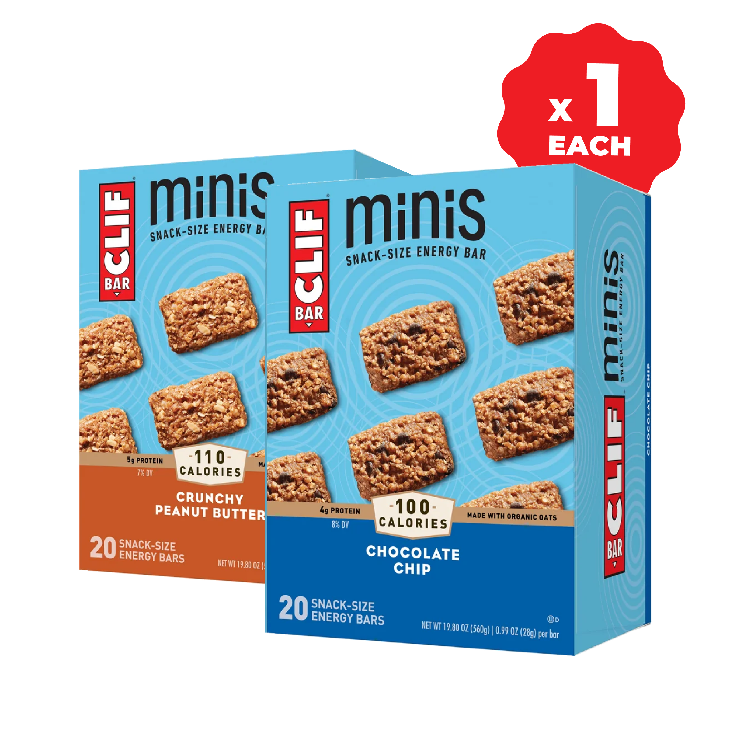 BAR Minis Chocolate Chip & Crunchy Peanut Butter Variety Pack, 40 Bars Q4