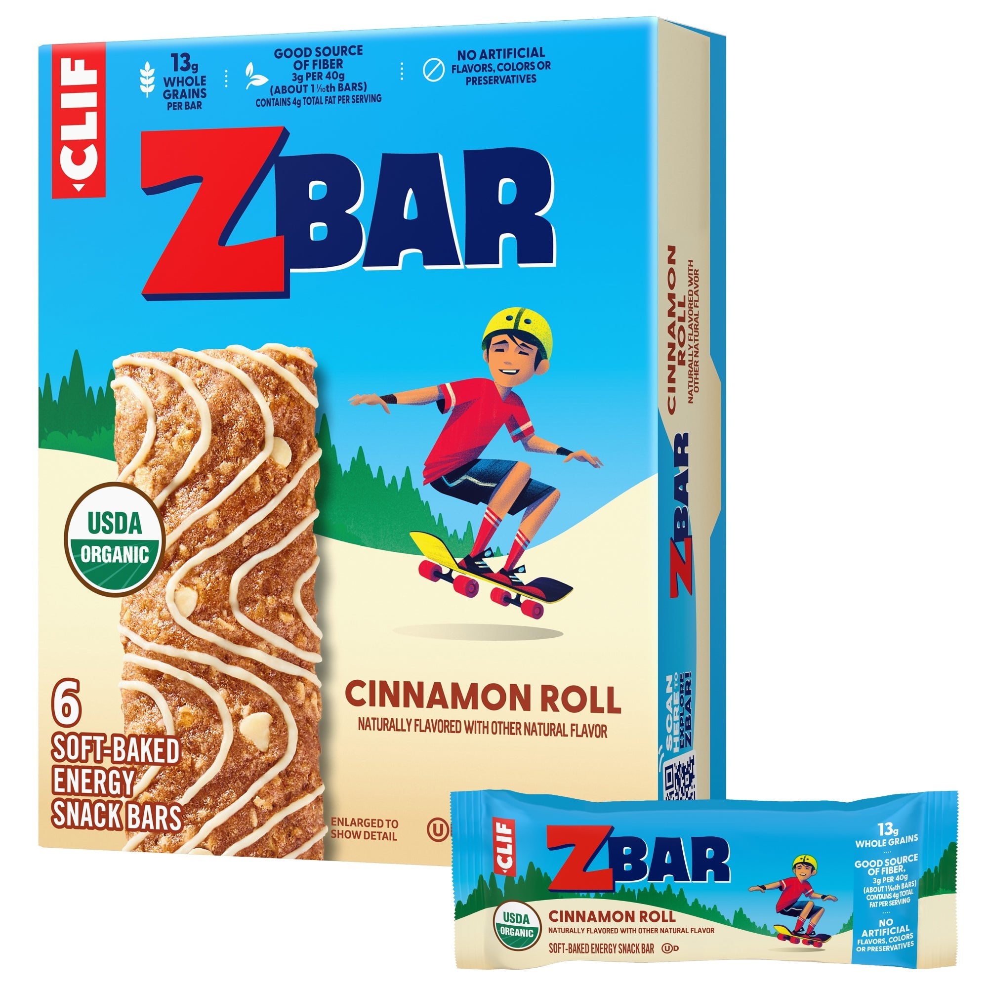 Cinnamon Roll Flavor Soft-Baked Energy Snack Bar, Organic Granola Bar W7