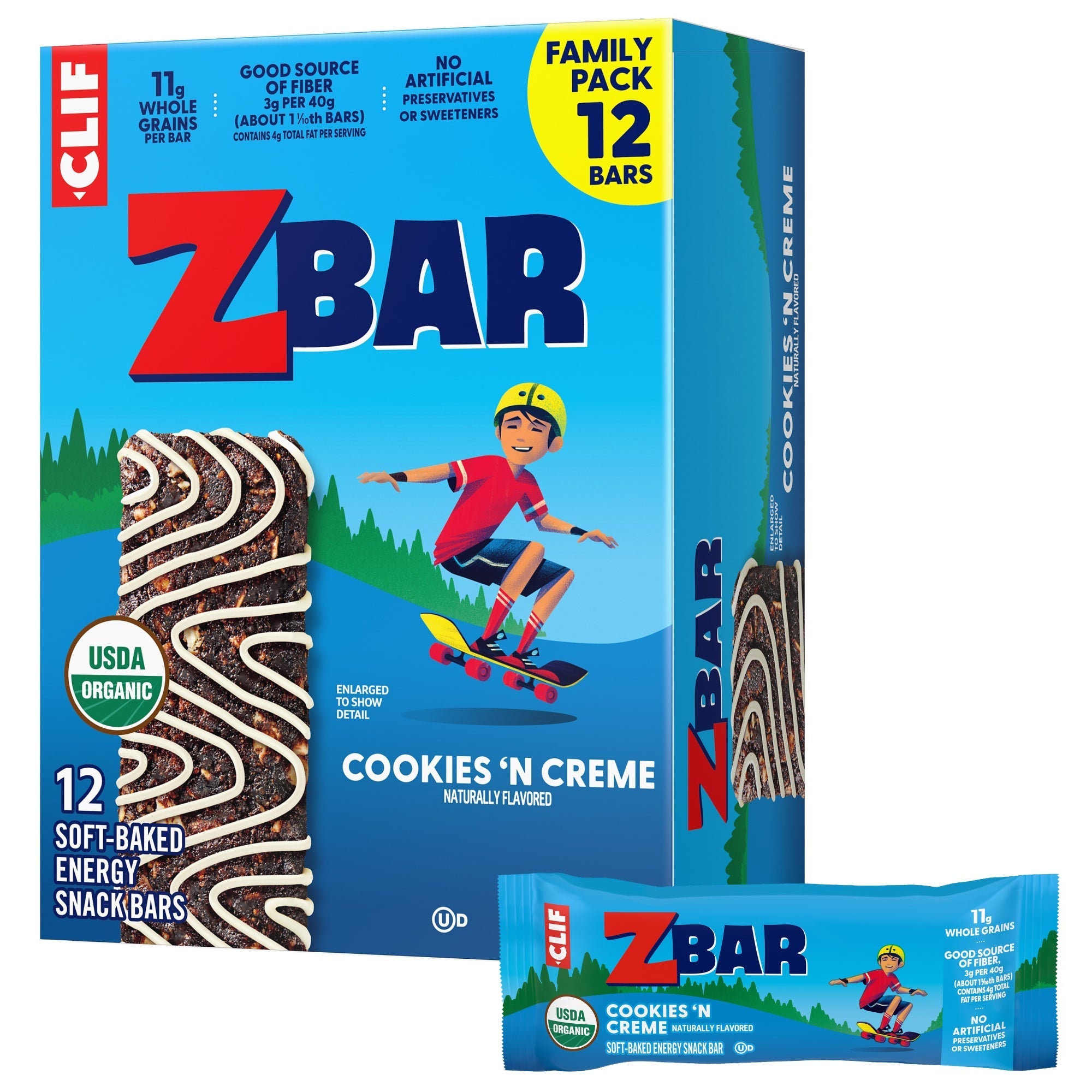 Cookies 'N Creme Flavor Soft-Baked Energy Snack Bar, Organic Granola Bar H1