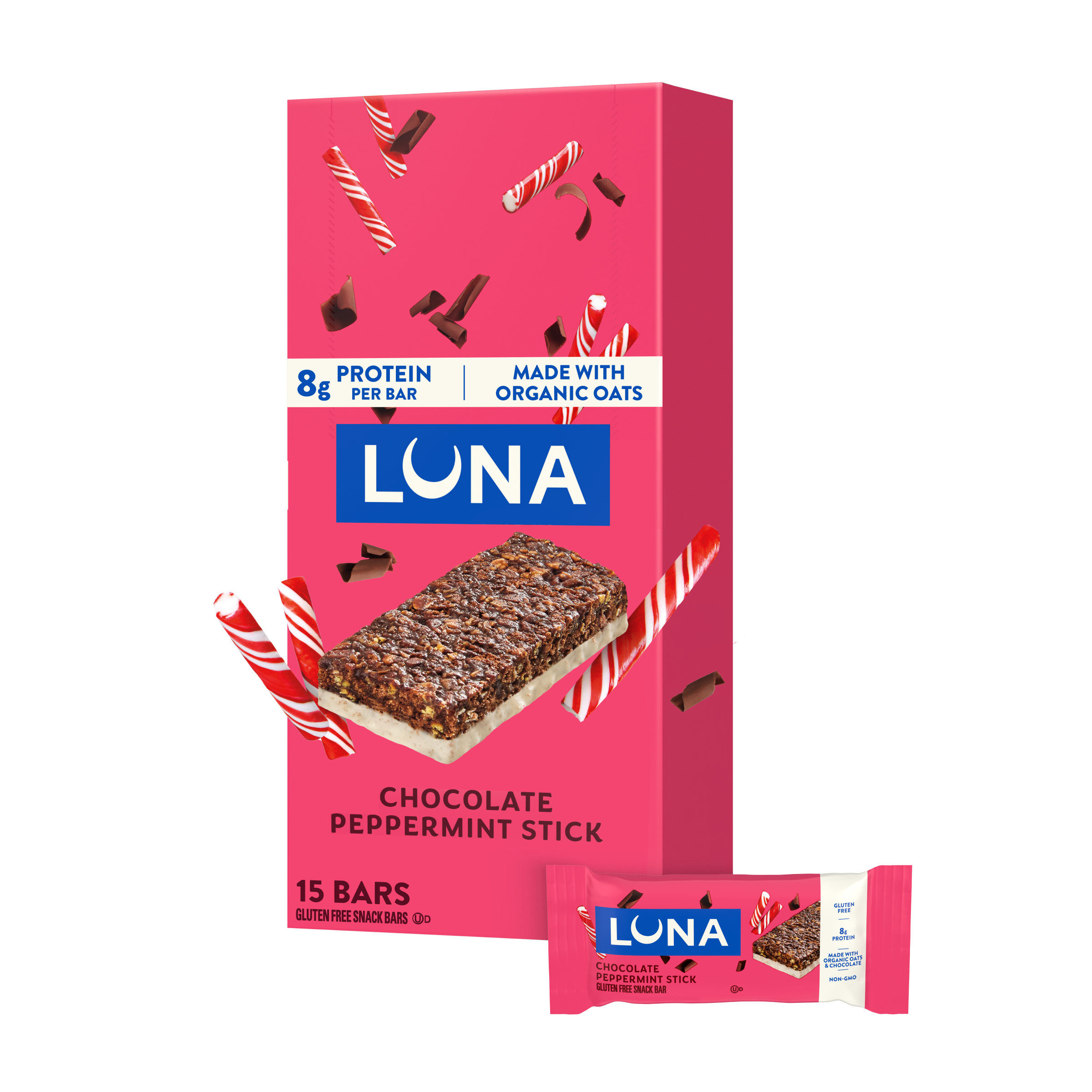 Bar Chocolate Peppermint Stick Flavor Gluten Free Snack Bars, Non-GMO Protein Bars H3