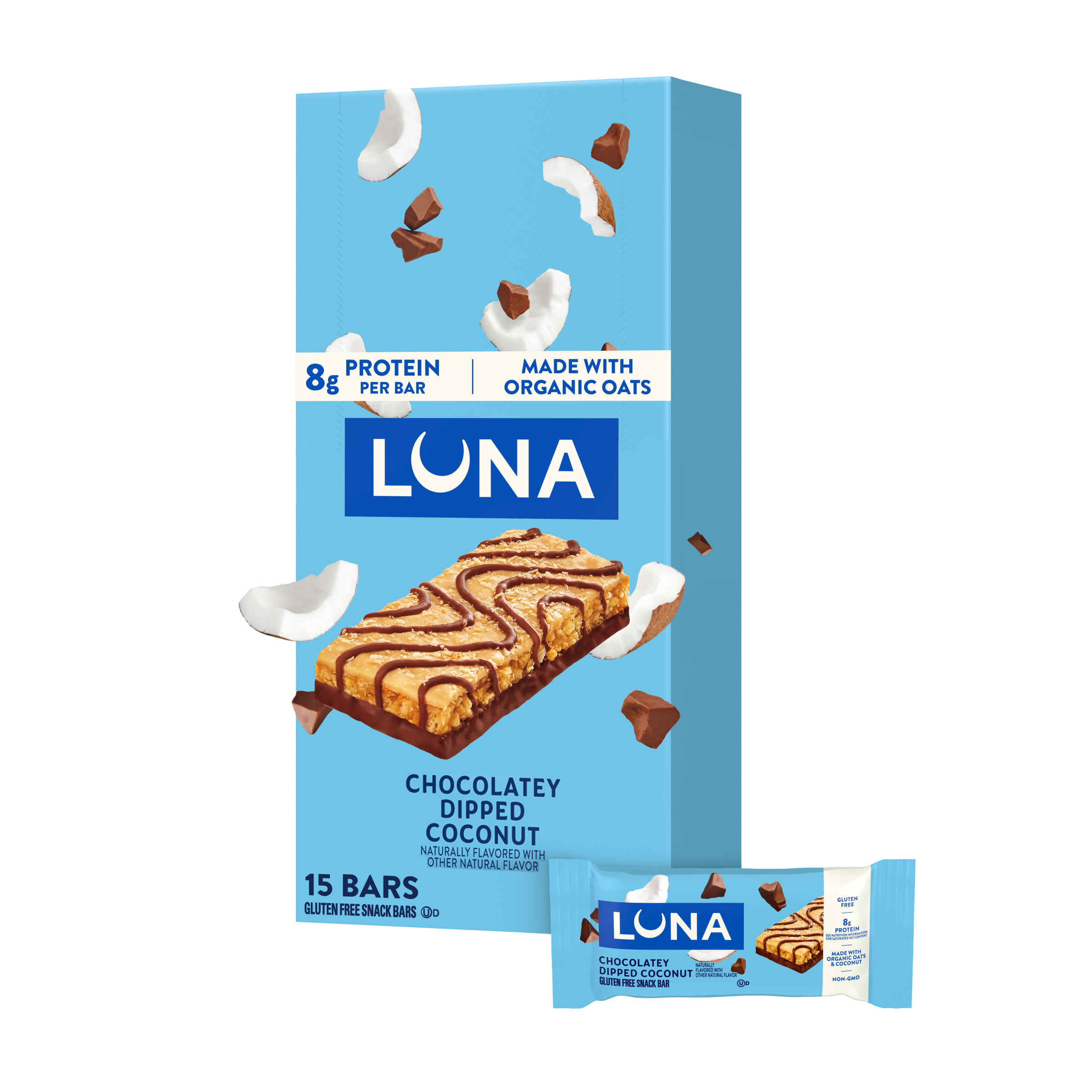 Bar Chocolatey Dipped Coconut Flavor Gluten Free Snack Bars, Non-GMO Protein Bars S3