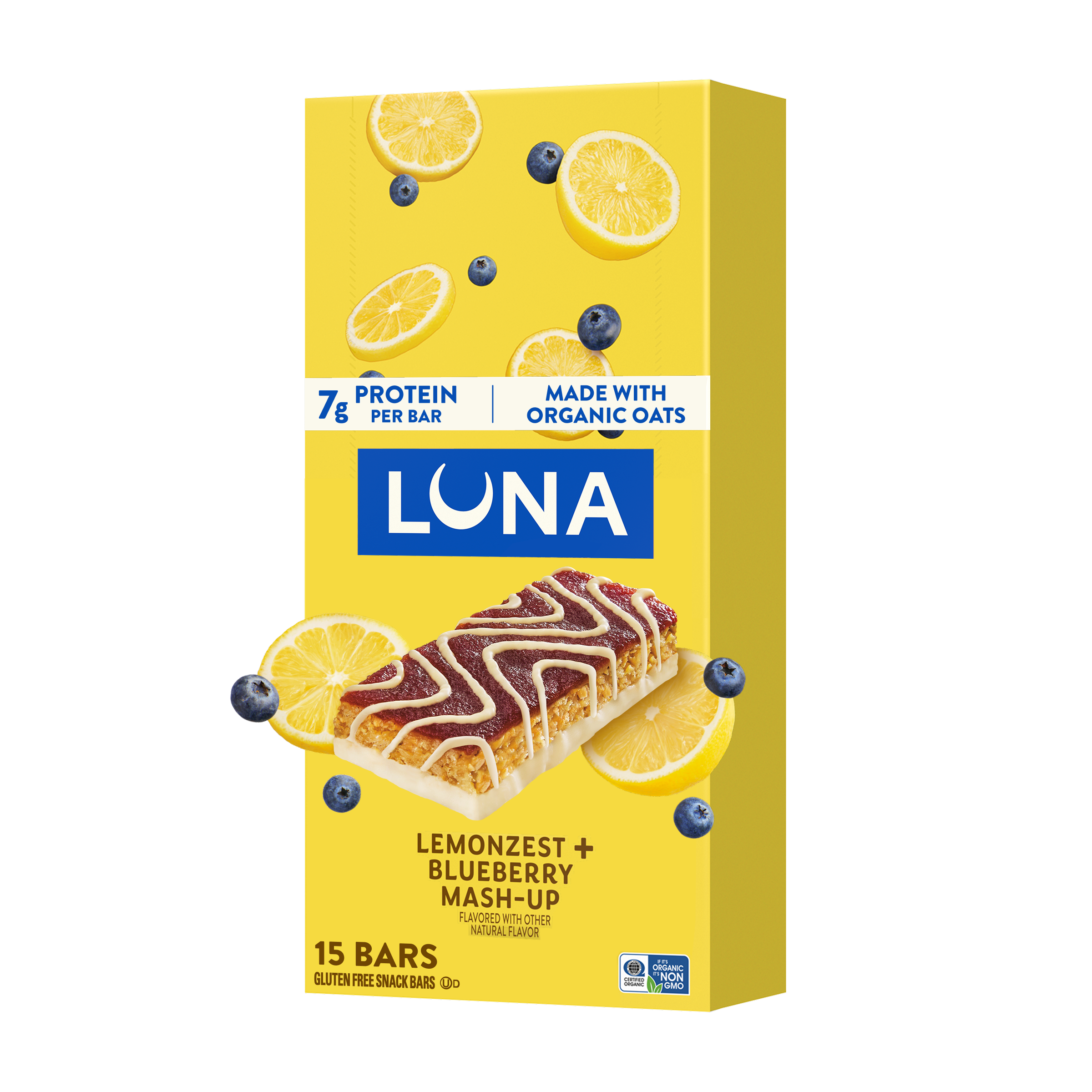 Bar Mash-Ups LemonZest + Blueberry Flavor Gluten Free Snack Bars, Non-GMO Protein Bars U6