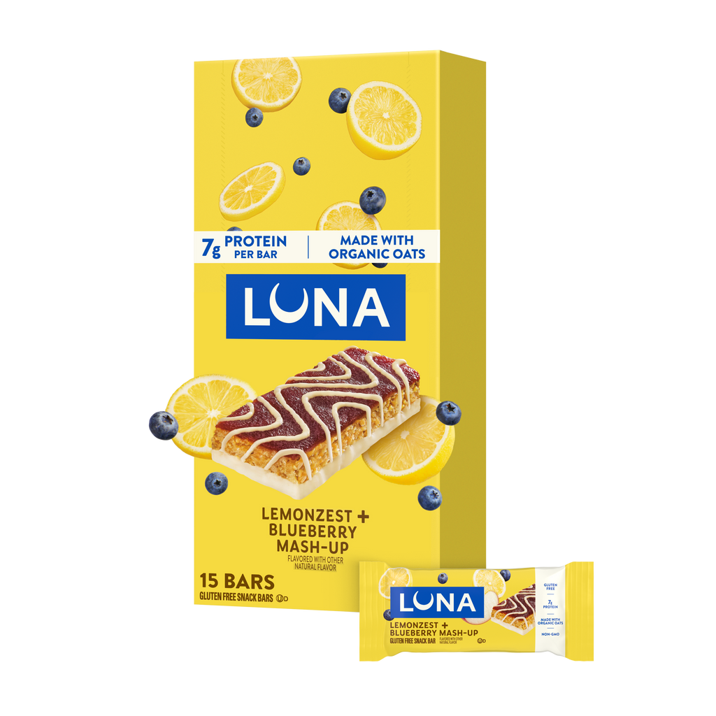 Bar Mash-Ups LemonZest + Blueberry Flavor Gluten Free Snack Bars, Non-GMO Protein Bars U6