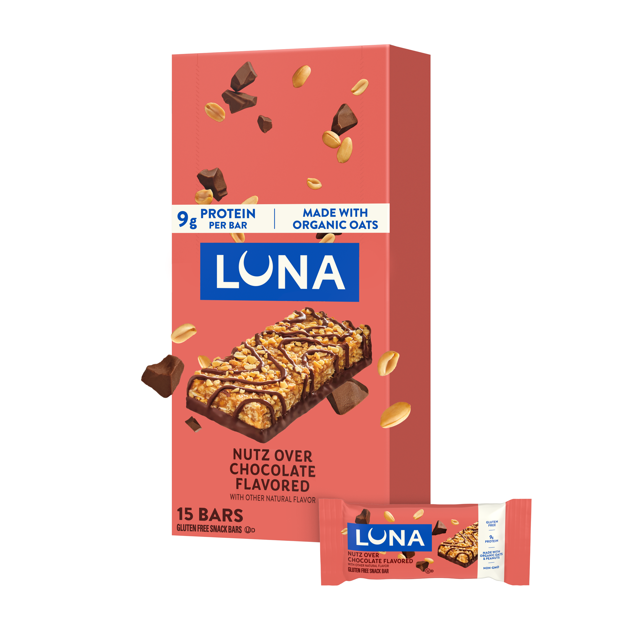 Bar Nutz Over Chocolate Flavor Gluten Free Snack Bars, Non-GMO Protein Bars Z8