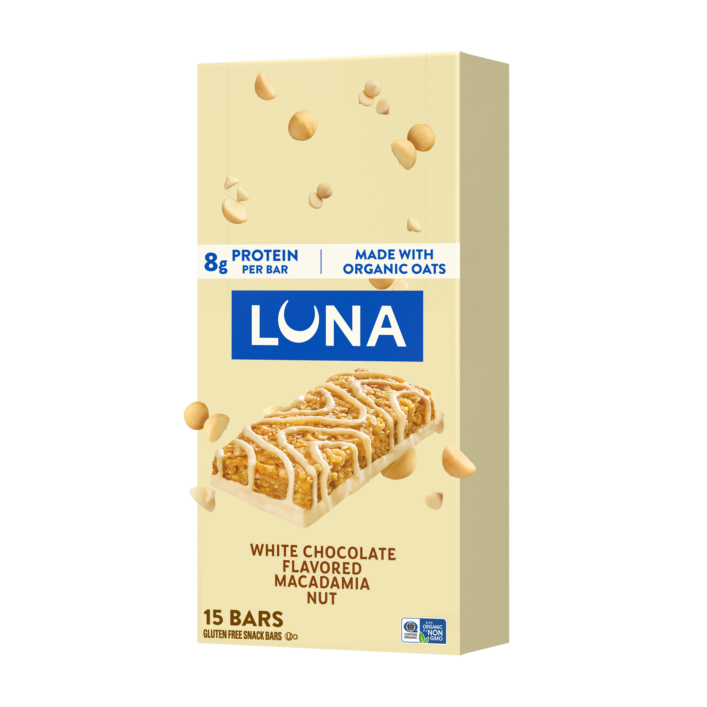 Bar White Chocolate Macadamia Flavor Gluten Free Snack Bar, Non-GMO Protein Bar B2