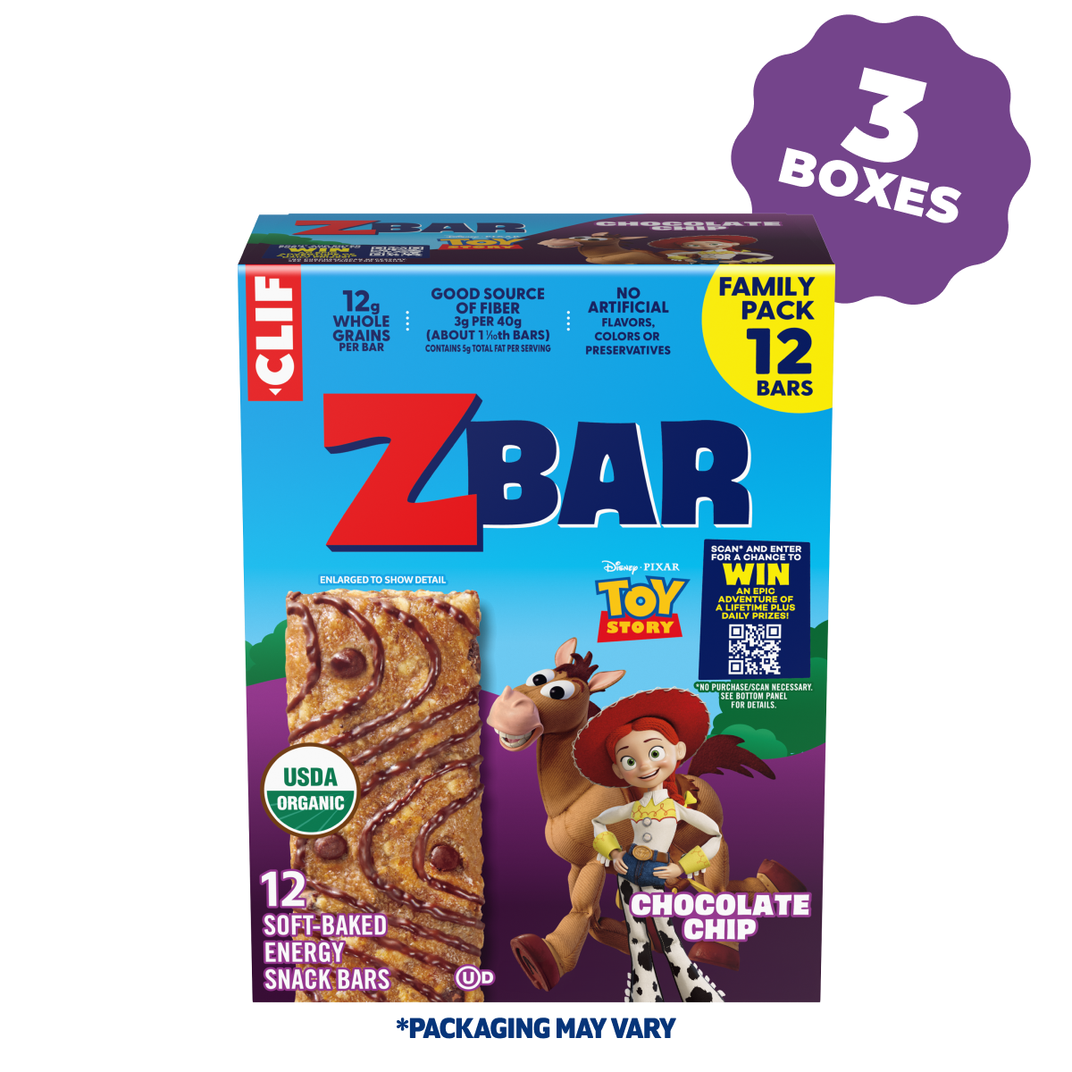 Chocolate Chip Soft-Baked Energy Snack Bars, Organic Granola Bars Multi-Pack, 36 Bars N6