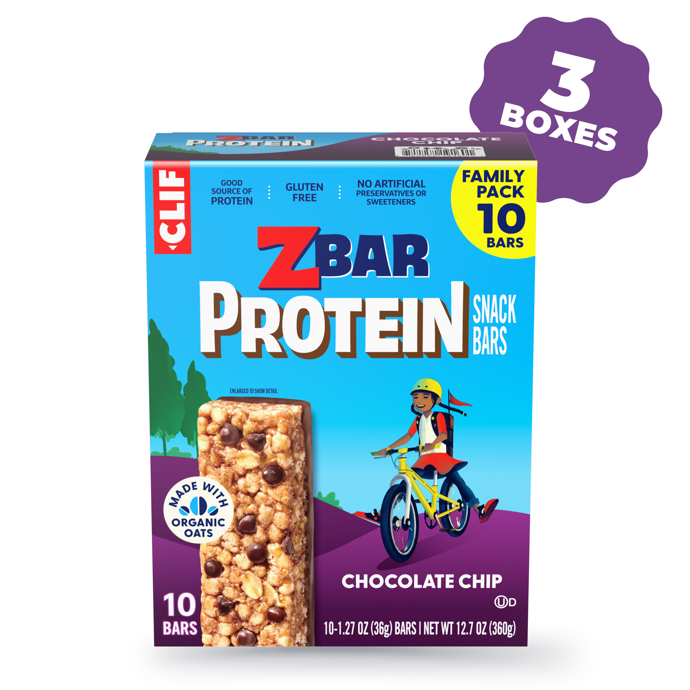 Protein Chocolate Chip Crispy Snack Bars, Gluten Free Protein Bars, 30 Bars B6