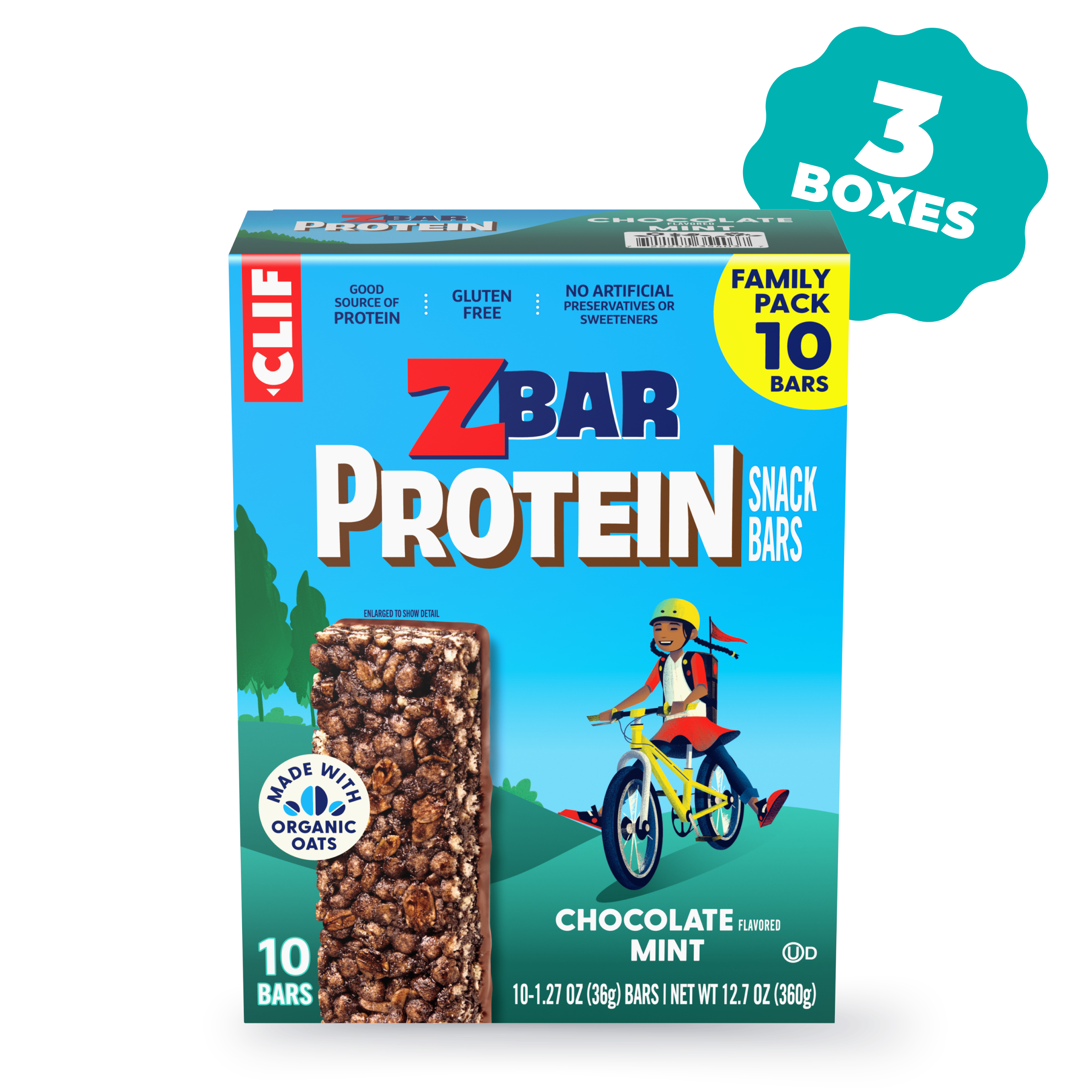 Protein Chocolate Flavored Mint Crispy Snack Bars, Gluten Free Protein Bars, 30 Bars L4